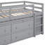 Lit mezzanine simple gris avec bureau portable et tablettes supplémentaires avec rangement, finition, structure en bois massif-1142042751-1142042750
