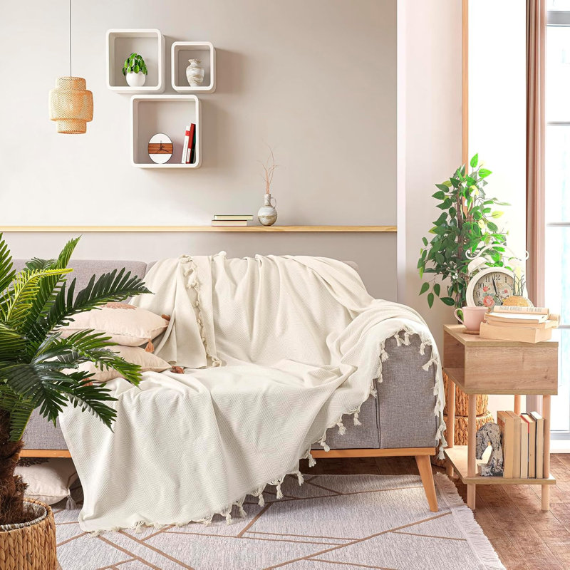 Throw Blanket, 230cm x 200cm, Cream