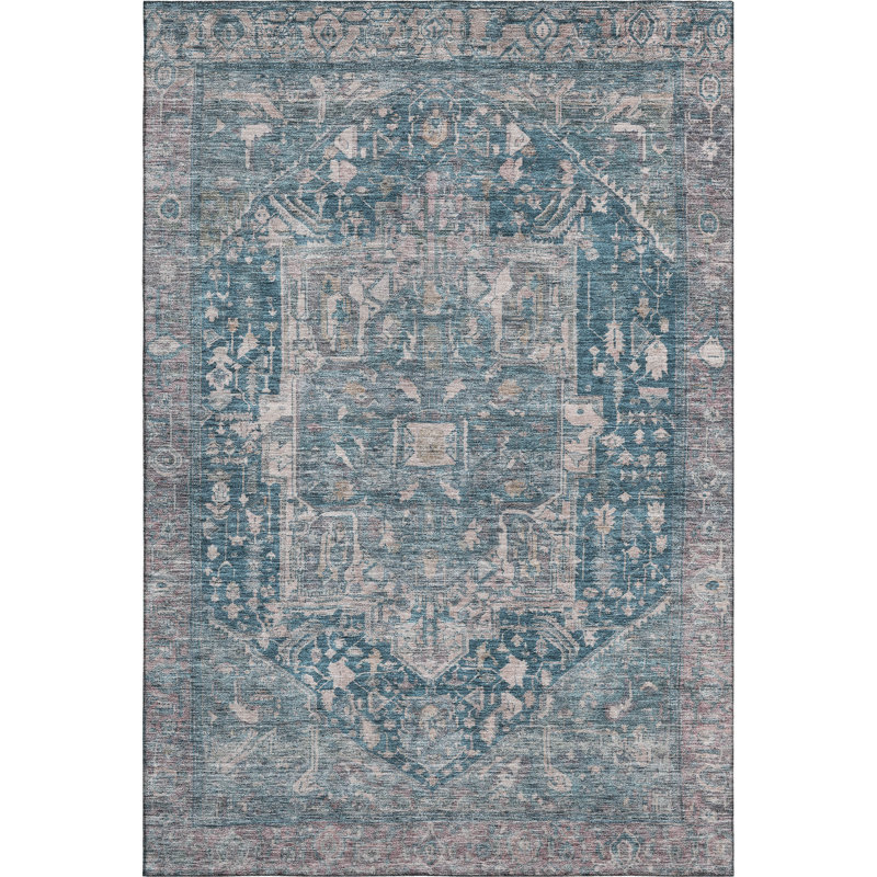 Premium Machine Washable Larock AMF1240 Medallion Rug, Rectangle 3' x 5'