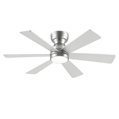 46" Flush Mount Ceiling Fan with Lights Remote Control,Quiet DC Motor 6 Plywood Blade Ceiling Fans 6 Speed Levels,Reversible Ceiling Fan,for Patio Living Room, Bedroom,Office,Indoor.( SLIVER)