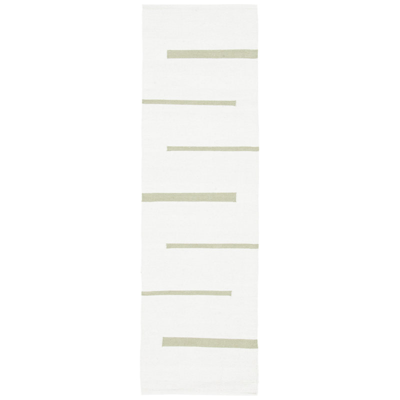 Estref Hand Woven Cotton Striped Rug, Runner 2'3" x 8'