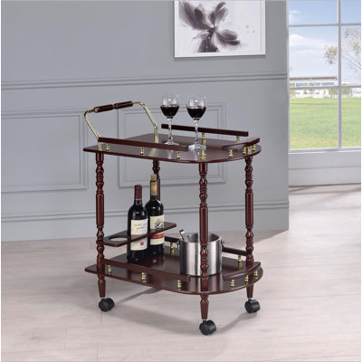 Merlot And Brass 2-Shelf Serving Cart by Charlton Home