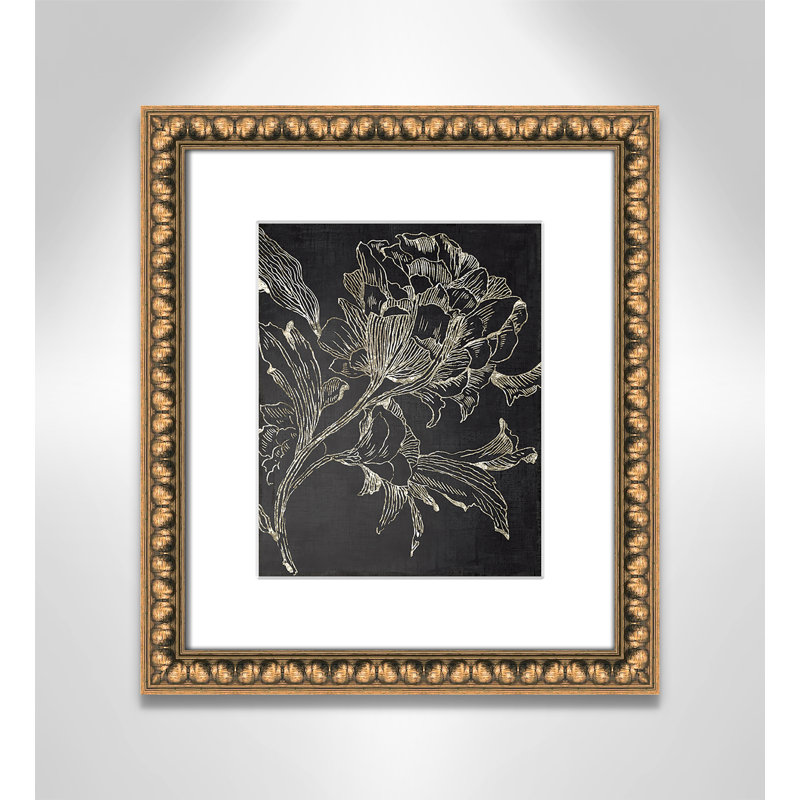 Clarendon Golden Flower Folklore I by Asia Jensen - Picture Frame Graphic Art Print, Gold Bead Framed, 16" H x 14" W