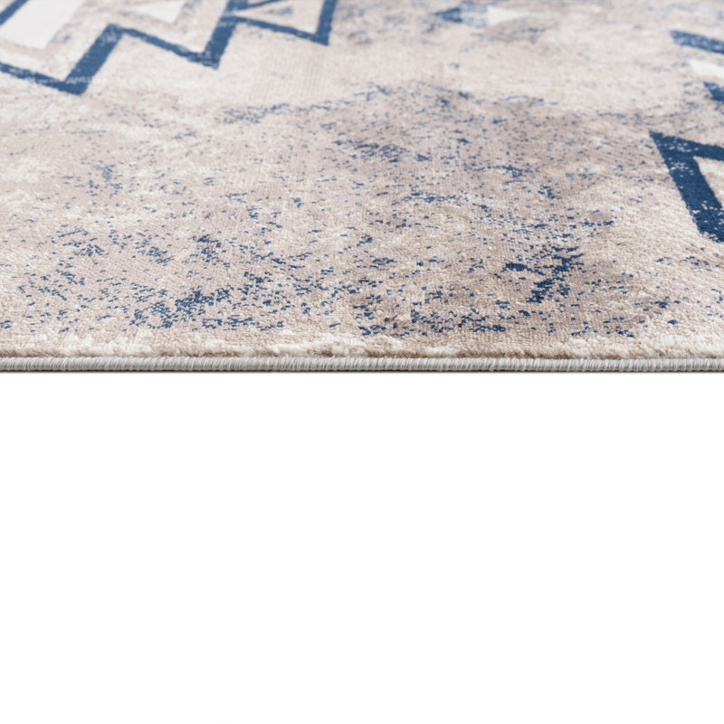 Tapis de couloir intérieur / extérieur bleu / beige 2 pi x 8 pi (2 pi 3 po x 8 pi) Nava de Tapis Branch