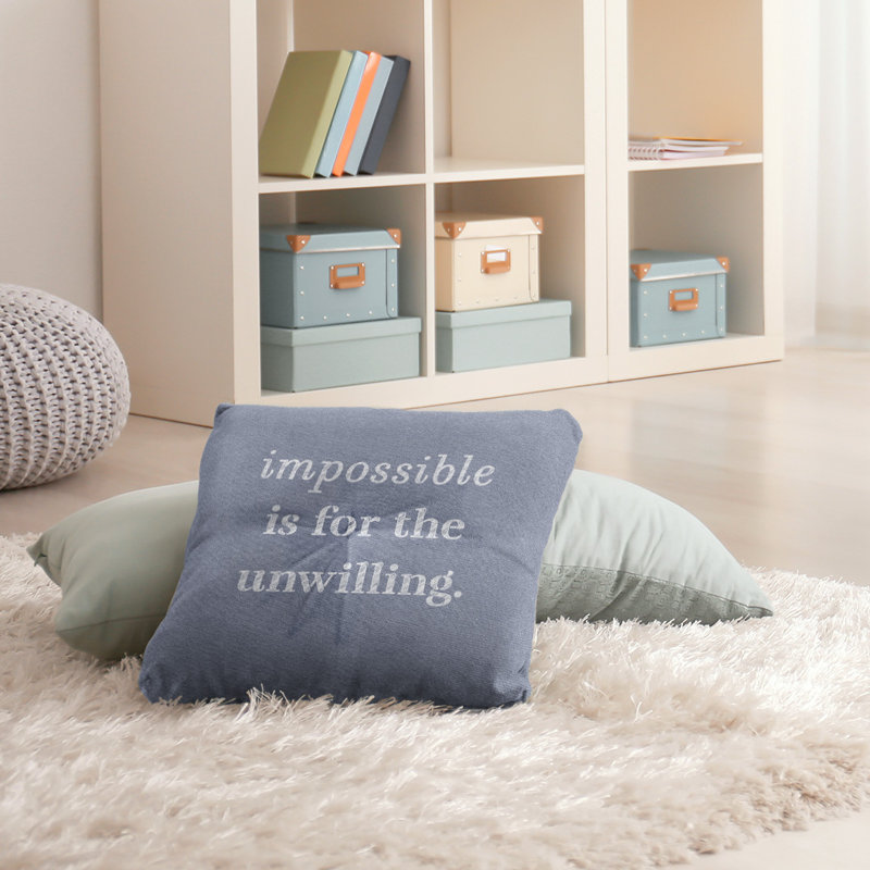 Reversible Throw Pillow, 26" x 26", Blue/White
