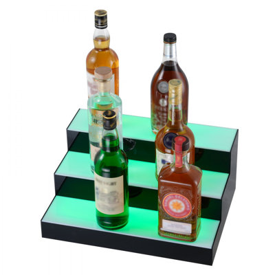 LED Lighted Liquor Bottle Display Bar Shelf RF & App Control 16" 3-Step by Wrought Studio