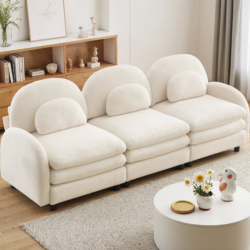 Canapé 3 places Teddy, Blanc beige