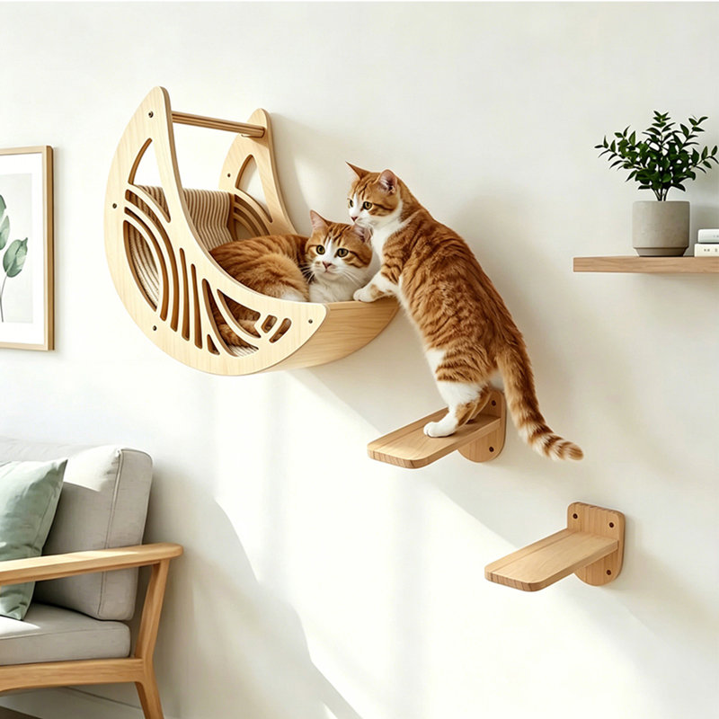 Cat Wall Climbing Steps with Hammock