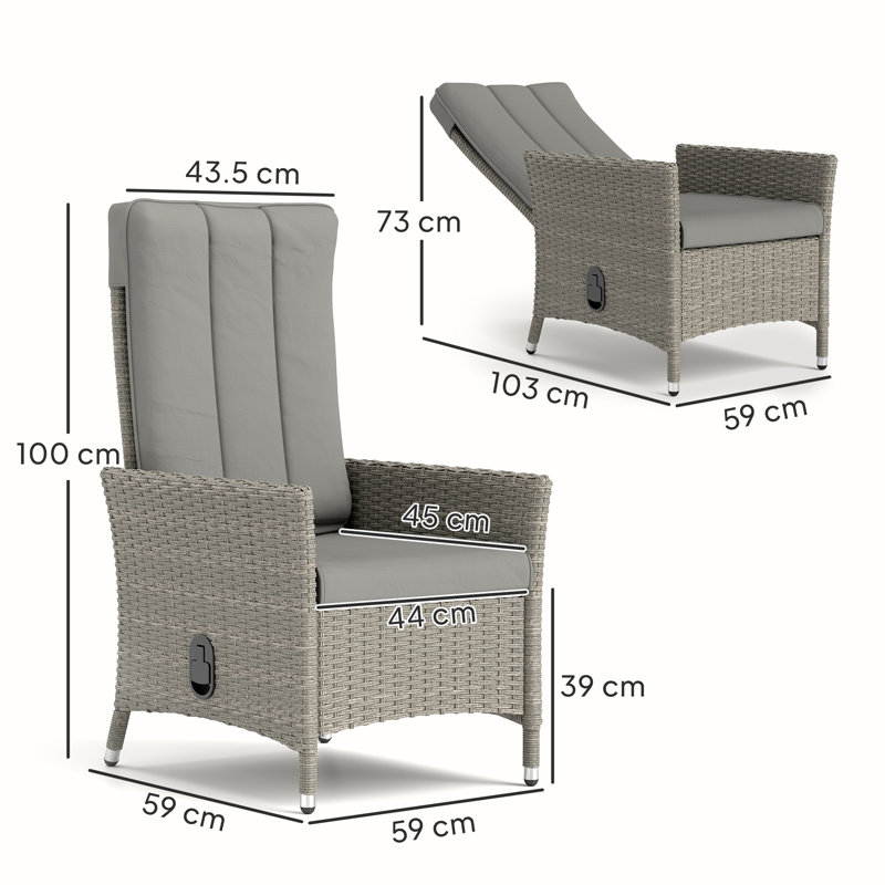 Outdoor Lounge Chair, Grey, Grey 