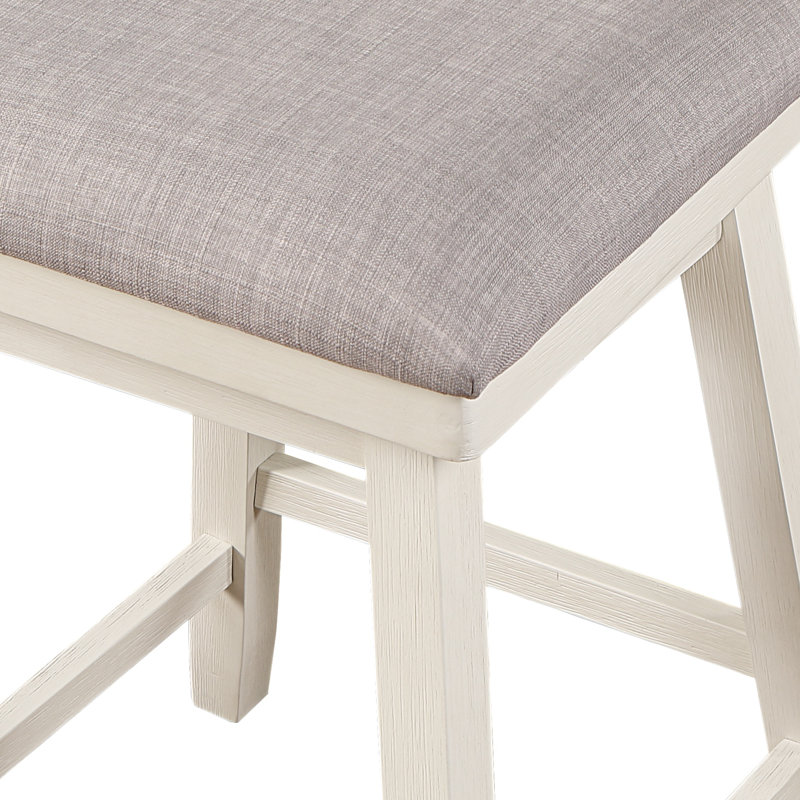 Renetta Swivel Upholstered Counter Stool, Cream/White, Bar Stool (29” Seat Height), Gray 100% Polyester