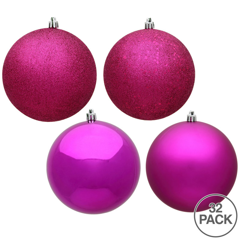 Ornements de boule de Noël incassable 32ct brillant, Fuchsia