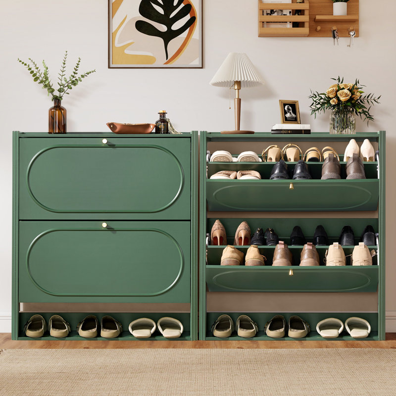 20 Pair Shoe Storage Cabinet, Green