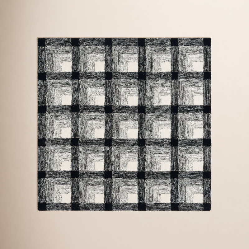 Robbie Wool Geometric Indoor Rug, Square 6'