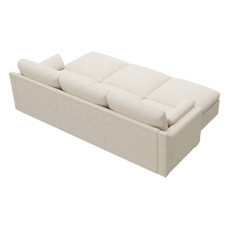 Canapé modulaire en chenille réversible Abramson, Chenille blanche