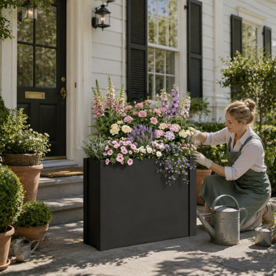 Outdoor Elevated Planter Box, Galvanized Steel Raised Garden Bed with Open Bottom