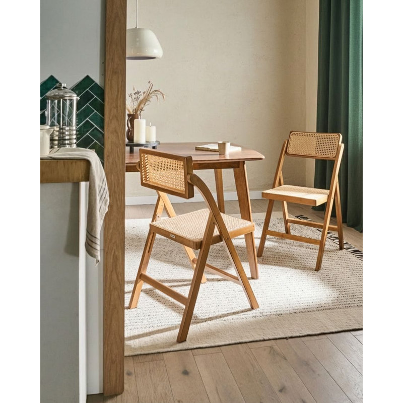 46cm H Solid Wood Folding Side Chair, Brown