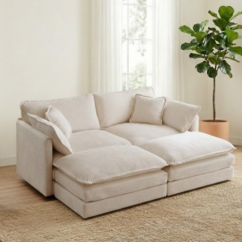 Canapé modulaire avec 2 repose-pieds Comfy, Tanné