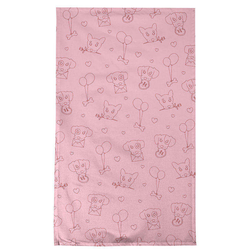 Serviette de thé pour chiens fêtes, Polyester sergé, Rose / gris