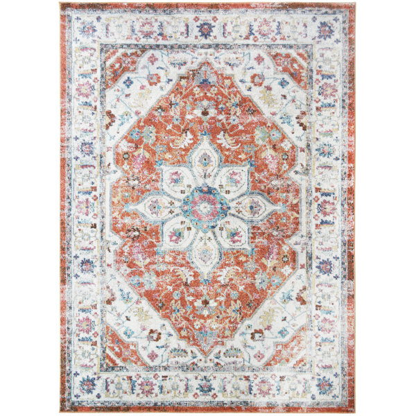 Bungalow Rose Beckette Oriental Orange Area Rug | Wayfair