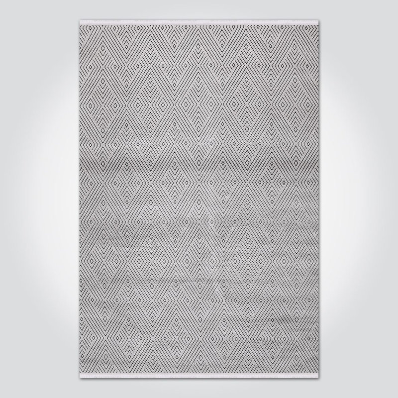 Tapis gris moderne lavable à la machine, Rectangle de 2 pi 7 po x 5 pi