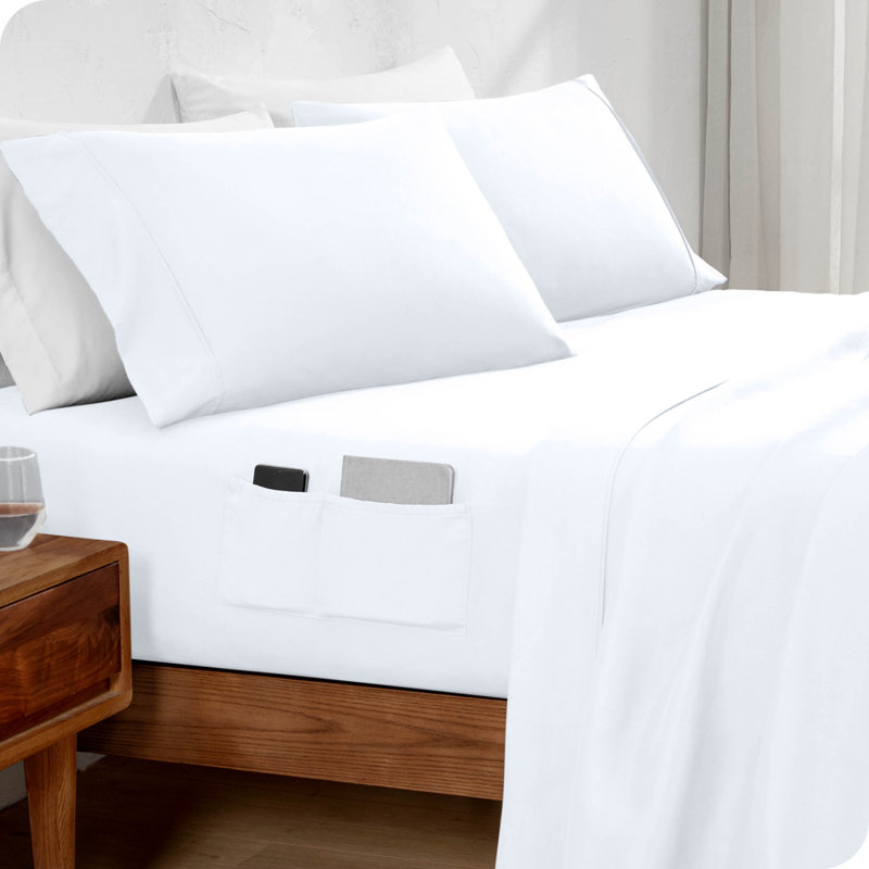 Dual Pocket Microfiber Sheet Set, White, King Sheet Set