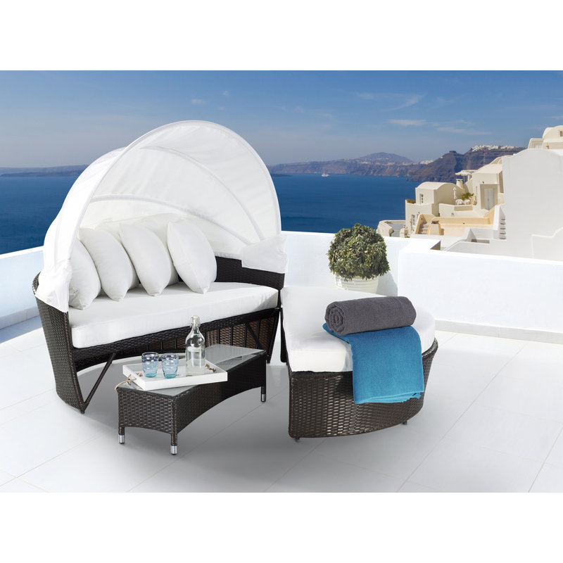 Leola 158cm Wide Wicker Patio Daybed with Cushions
