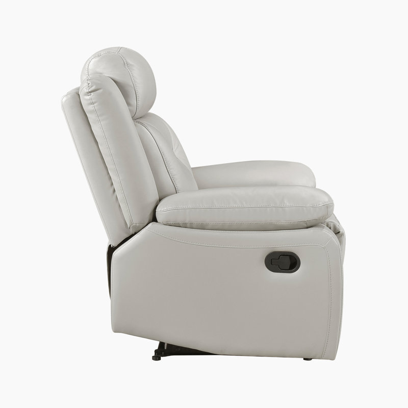 Fauteuil inclinable manuel en cuir véritable 40 po Sitz, Cuir synthétique argent