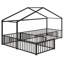 Structure de lit double avec configuration en coin en L et garde-corps-1135194008
