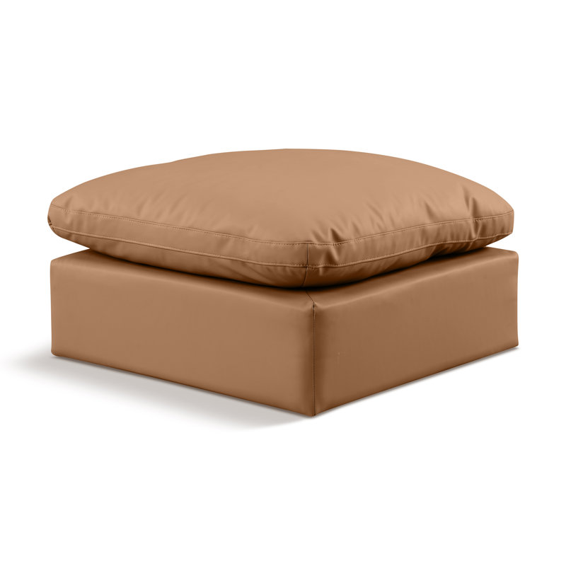 Itala Upholstered Ottoman, Cognac Vegan Leather