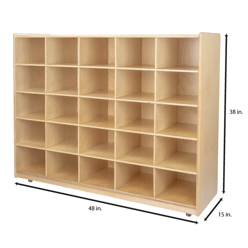 Natural Environments 25 Compartment Manufactured Wood Cubby, White/ Blue/ Red/ Yellow/ Green, Natural, Yes