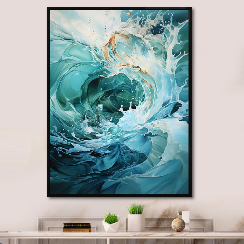 Clari - abstrait spirales sur toile, Toile avec cadre flottant noir, H 20 po x l 12 po x P 1 po