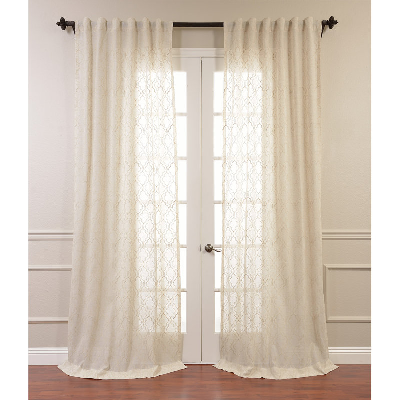 Kelita Linen Blend Sheer Curtain Single Panel, Natural, 50"W x 120"L