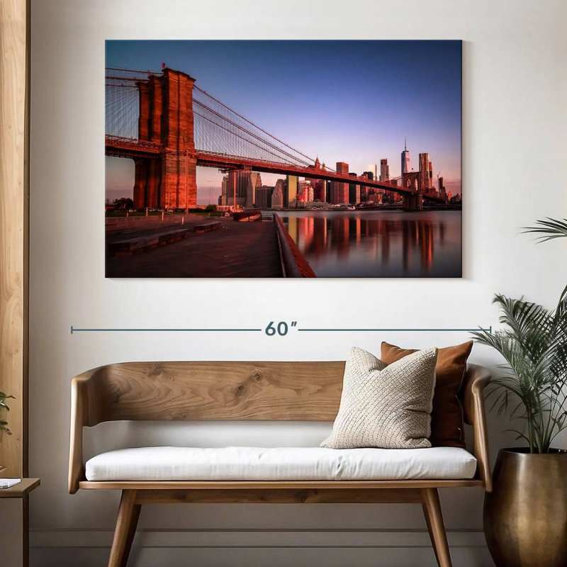 Lilie Brooklyn Bridge au lever du soleil, H 34 po x l 51 po