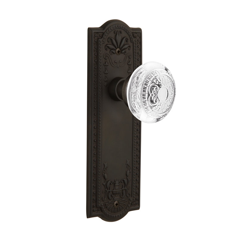 Plaque Meadows avec œuf en cristal et bouton de fléchettes, 2-3/8 po, Bronze frotté à l'huile