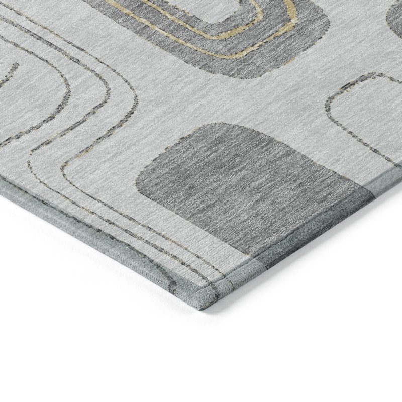 Machine Washable Indoor/Outdoor Claudian ACN1670 Gray Rug, Runner 2'3" x 7'6"