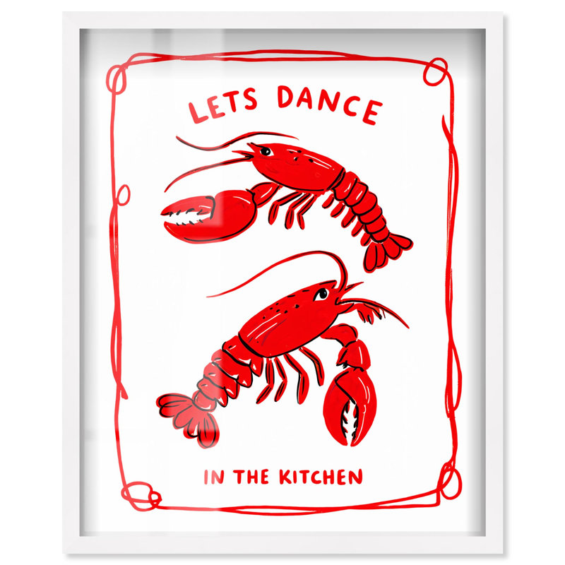 Crab Dance Shadowbox Print Retro Summer Prints par Art Remedy, H 21 po x l 17 po, Blanc
