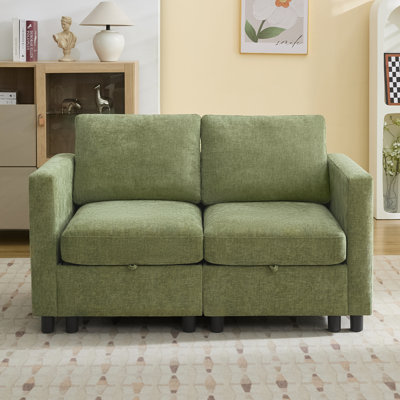 58.3” Upholstered Loveseat Modular Sofa With Under-Seat-Storage, Chenille