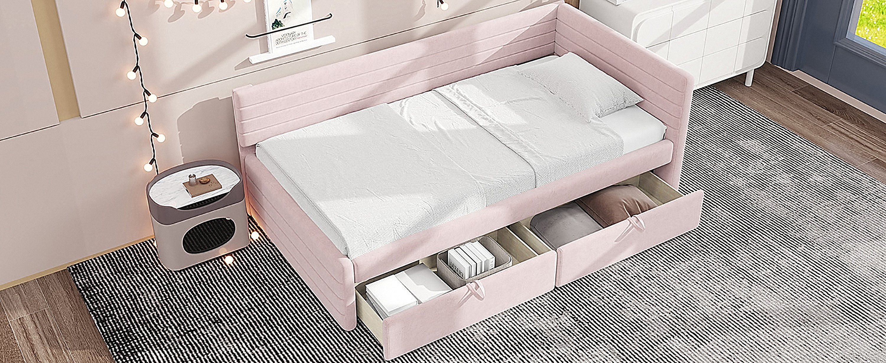 Ebern Designs Twin Size Upholstered Daybed With 2 Drawers - Wayfair Canada
