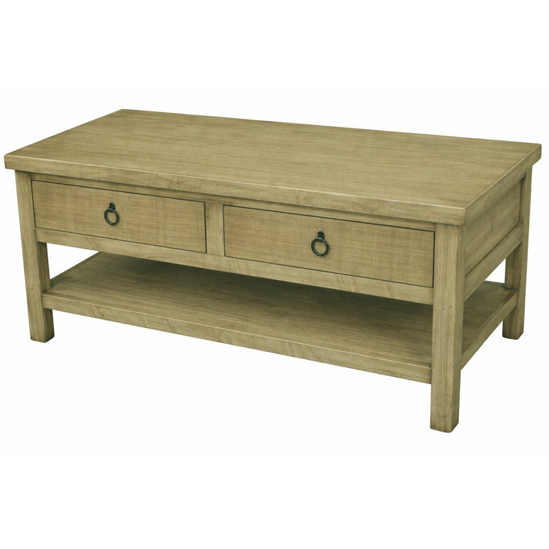 Table basse avec rangement en bois massif Bloomingdale, Vert rustique