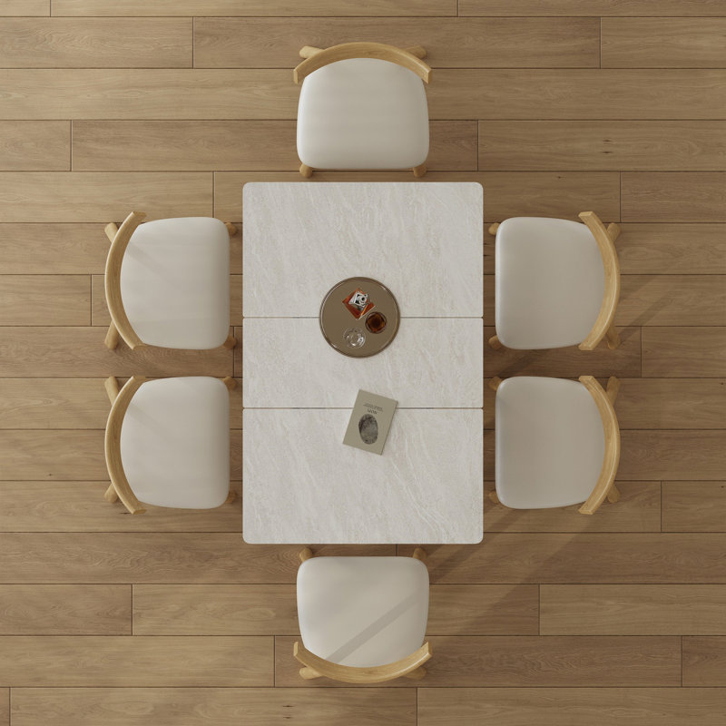 Ensemble de table de salle à manger rétractable 7 pièces, table extensible avec 6 chaises pour petits appartements