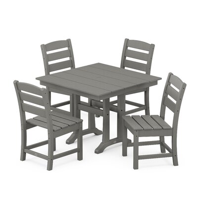 Lakeside 5-Piece Farmhouse Trestle Side Chair Dining Set -  POLYWOOD®, PWS637-1-GY