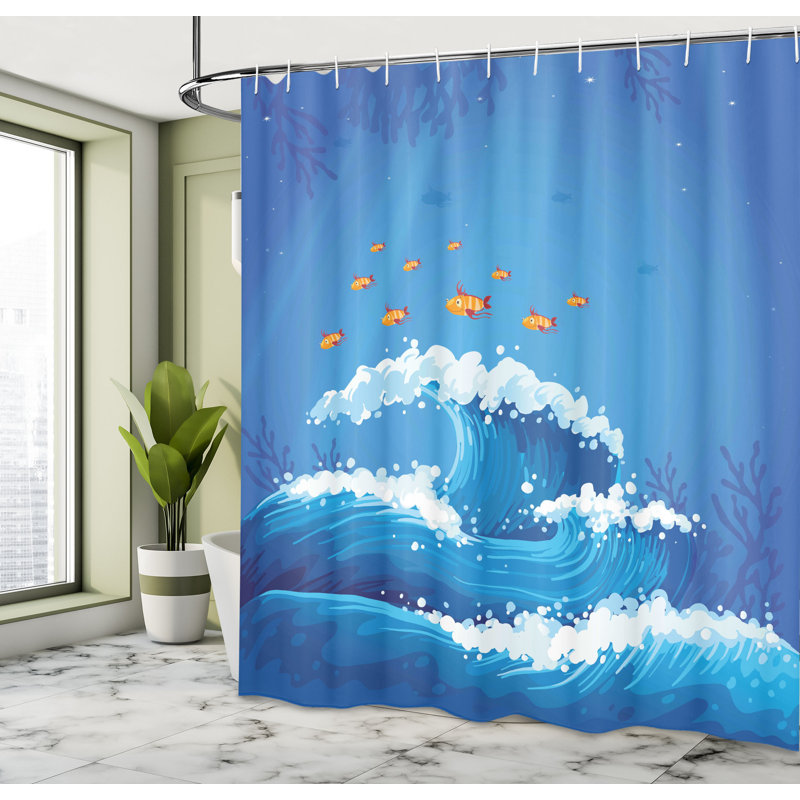 Shower Curtain with Hooks Included, 70" H x 69" W