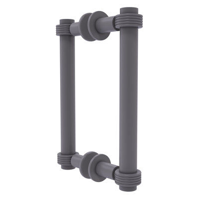 Contemporary  Back to Back Shower Door Pull with Grooved Accent