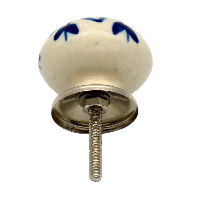 Nicola Spring - Round Ceramic Cabinet Knobs - Navy Flower