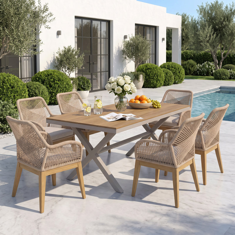 Ensemble repas d'extérieur pour 6 personnes avec coussins
