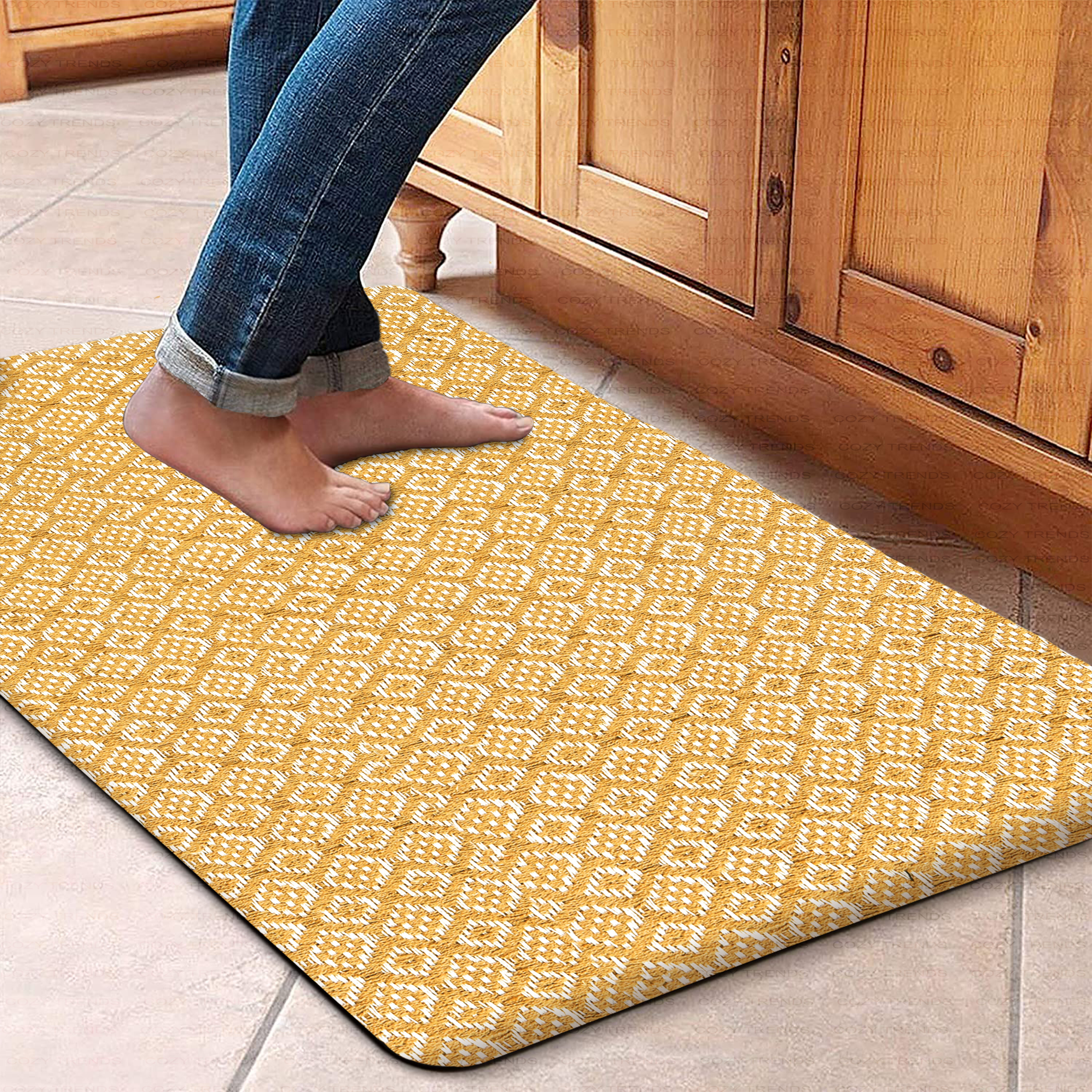 Abstract Kitchen Mats for Floor Cushioned Anti Fatigue 2 Piece Set Kitchen  Runner Rugs Non Skid Washable Geometric 