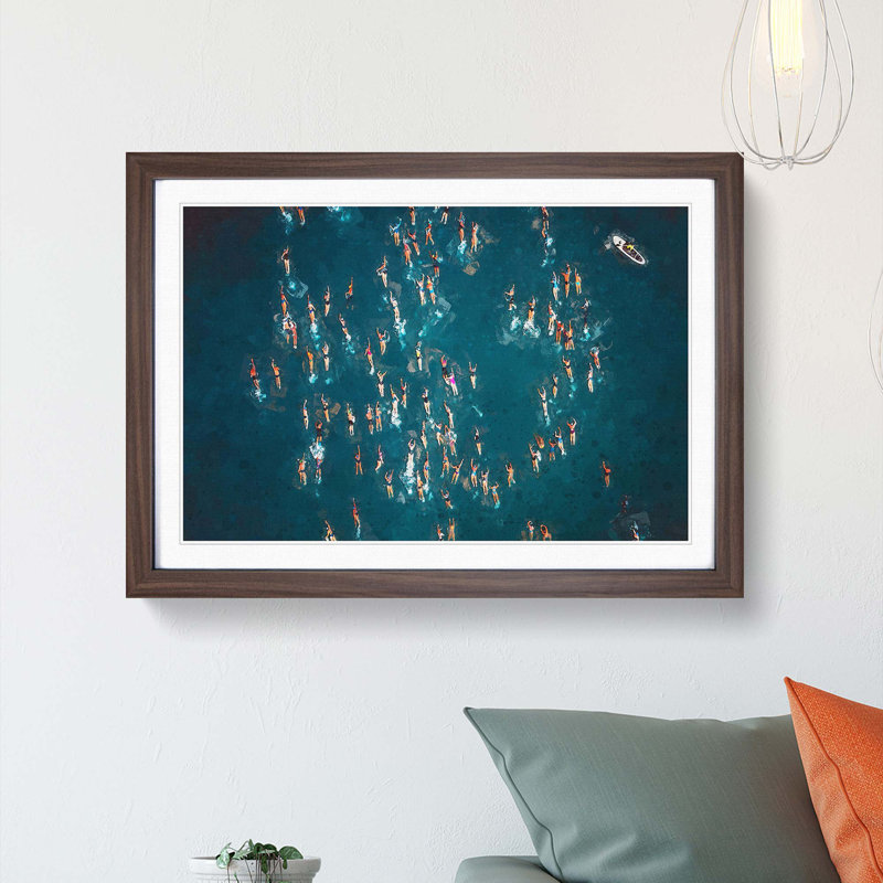 Swimmers in Brazil - Framed Print, Walnut Framed, 27cm H x 36cm W x 2cm D