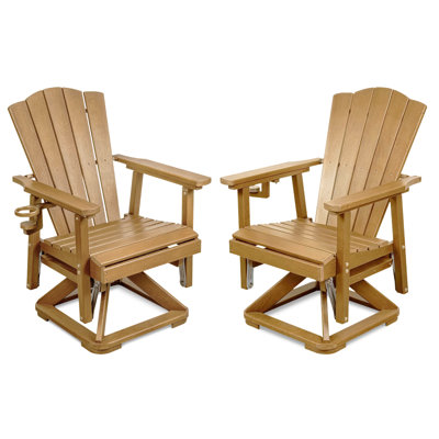 Ensemble de chaises de patio pivotantes et glissantes Hdpe avec porte-gobelet brun (ensemble de 2)