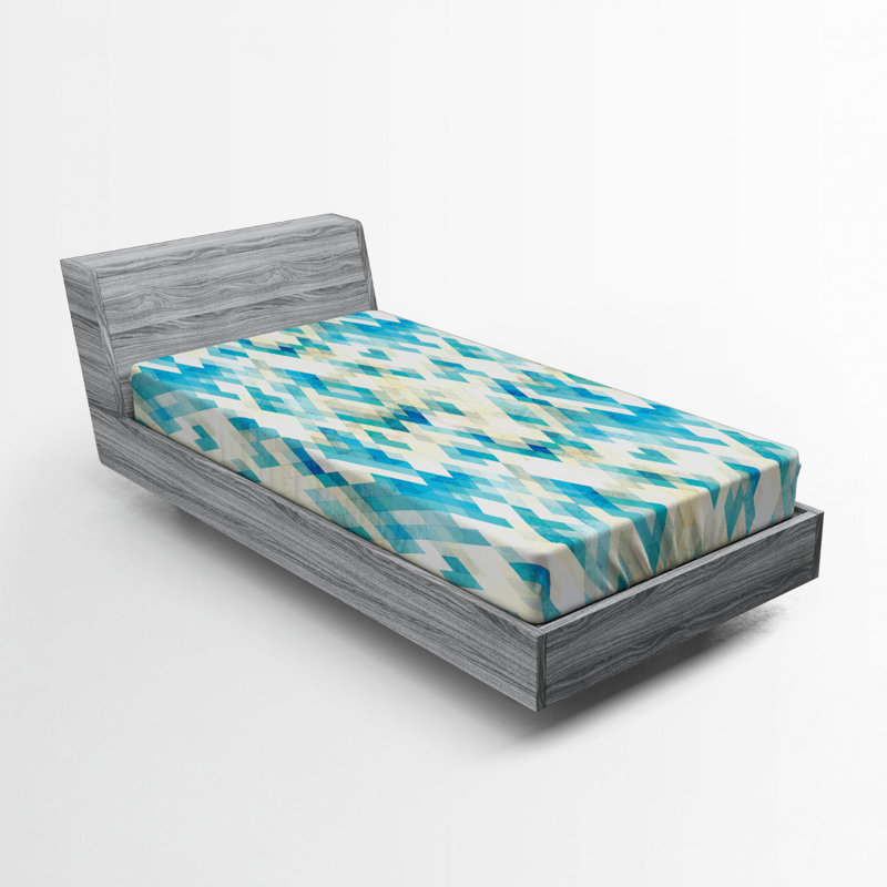 Microfiber Geometric Fitted Sheet, Twin Fitted Sheet