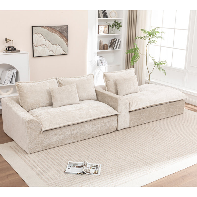 Canapé modulaire 103 po avec méridienne en forme de L, canapé modulaire désossé grand et modulaire de 103 po pour le salon, aucun assemblage requis